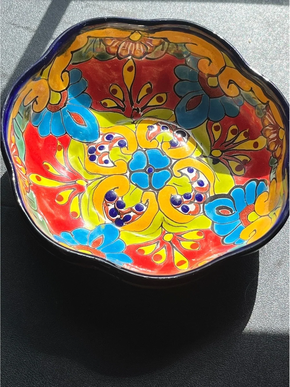 Vibrant Hand-Painted Talavera Ceramic Bowl - Colorful Mexican Art